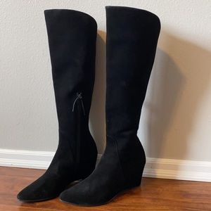 Stuart Weizmann Made in Spain Blair Knee High Black Suede Boots Size 7